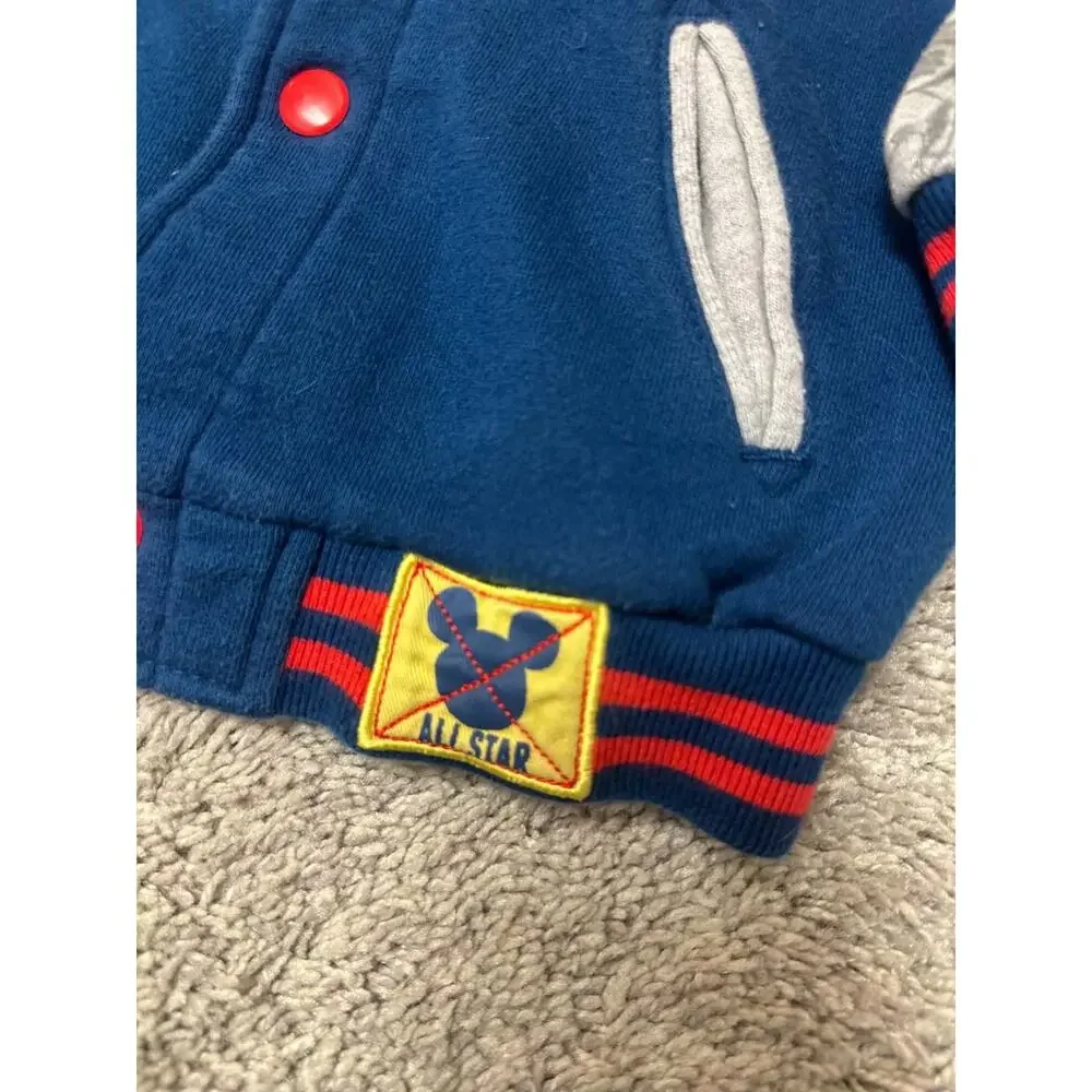 Disney Mickey Mouse Kids Varsity Jacket Snap Front Blue Gray Size 2T Toddler